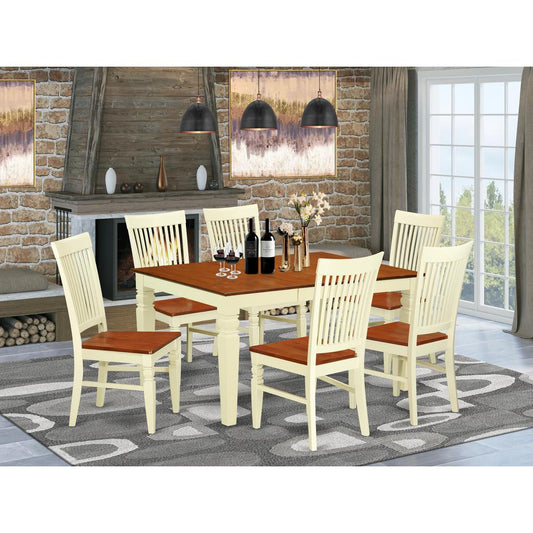 Dining Room Set Buttermilk & Cherry WEST7-BMK-W By East West Furniture | Dining Sets | Modishstore
