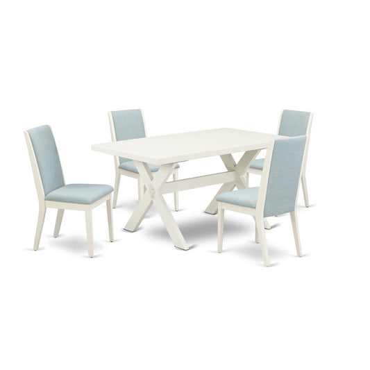 5Pc Dining Table Set Contains A Wood Dining Table And 4 Parsons Dining Chairs By East West Furniture | Dining Sets | Modishstore