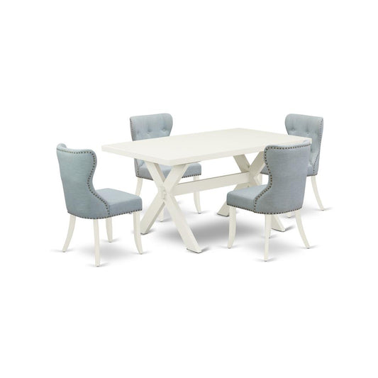5-Piece Dining Set- 4 Mid Century Dining Chairs By East West Furniture | Dining Sets | Modishstore