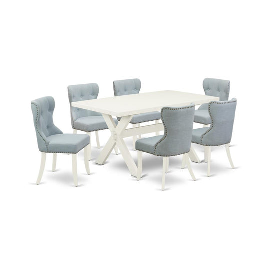 7-Piece Dining Set- 6 Padded Parson Chairs By East West Furniture | Dining Sets | Modishstore