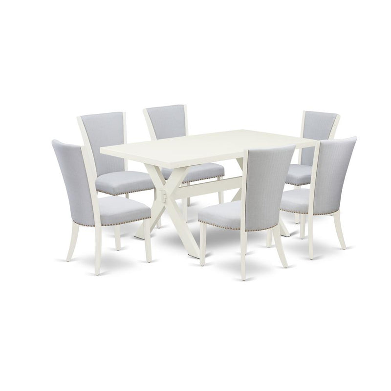 7-Piece Kitchen Table Set Includes 6 Mid Century Dining Chairs By East West Furniture | Dining Sets | Modishstore