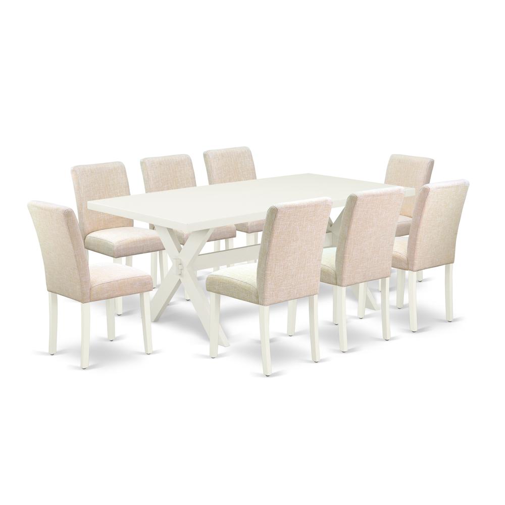 9-Piece Dinette Set - 8 Padded Parson Chair And A Living Room Table Hardwood Structure By East West Furniture | Dining Sets | Modishstore