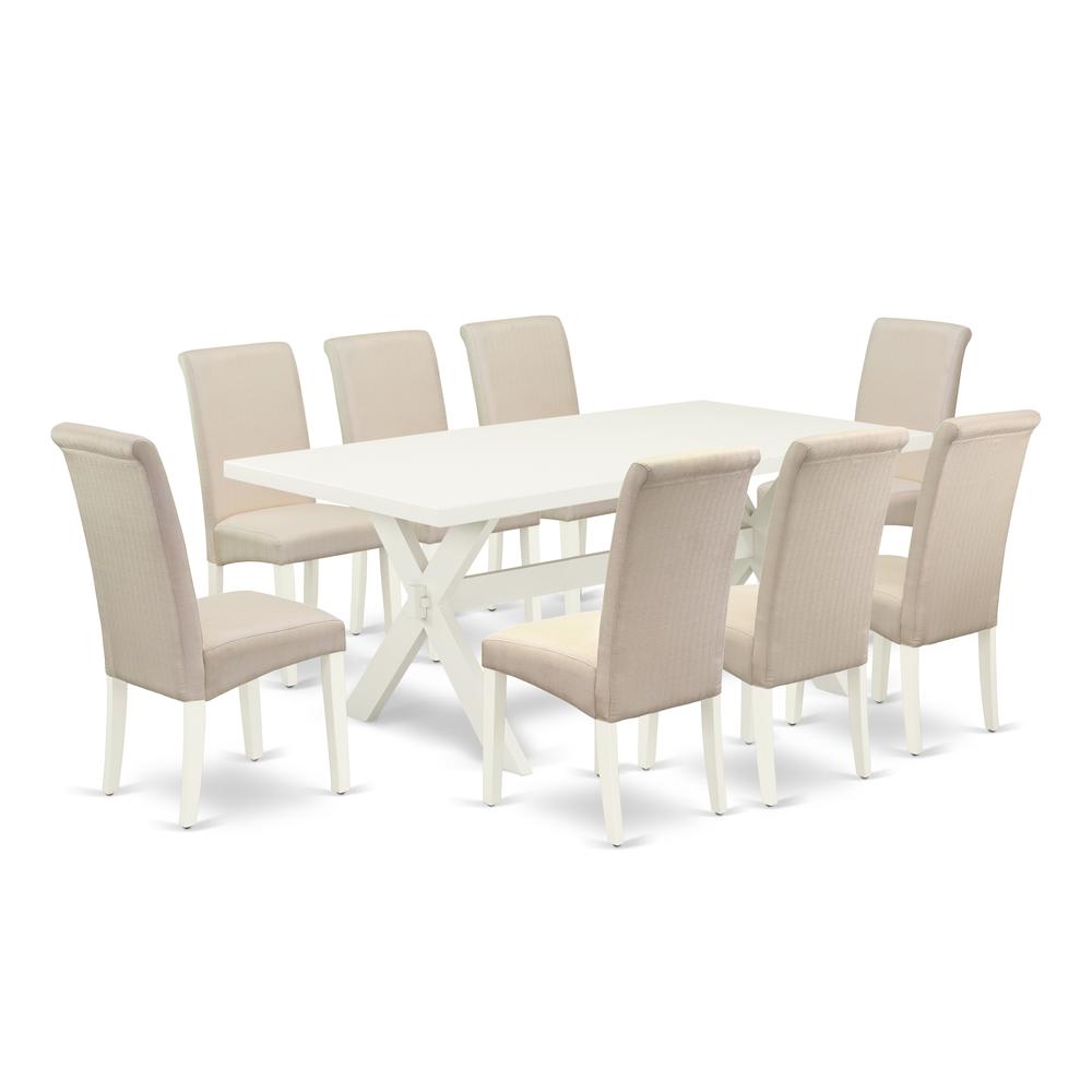 9-Piece Small Dining Table Set - 8 Parson Dining Room Chairs And A Rectangular Dinette Table Hardwood Frame By East West Furniture | Dining Sets | Modishstore