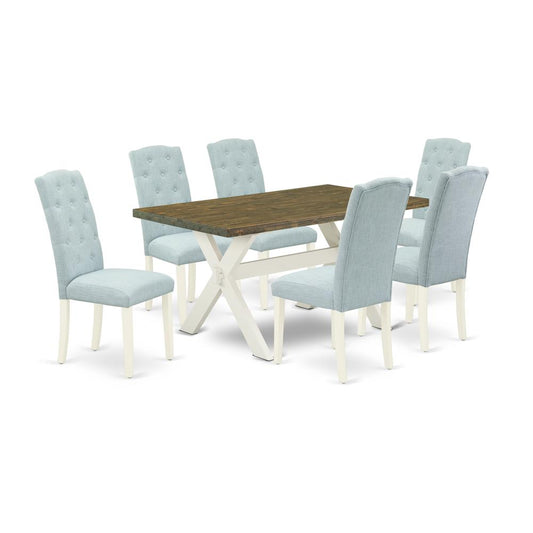 7-Pc Modern Dining Set- 6 Parson Chairs By East West Furniture | Dining Sets | Modishstore