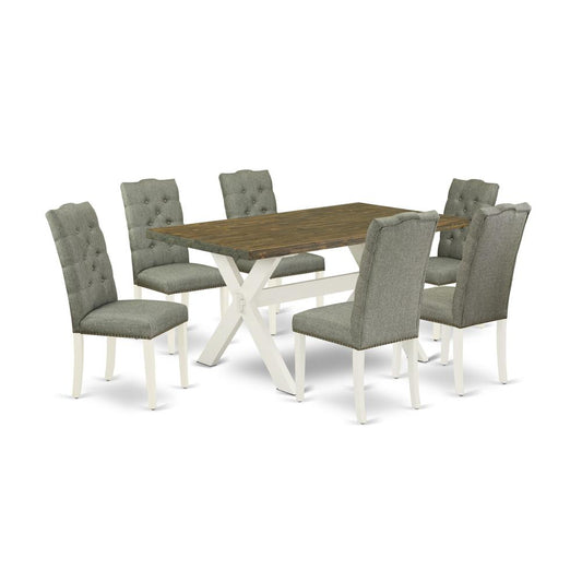 7-Piece Modern Dining Table Set- 6 Parson Dining Chairs By East West Furniture | Dining Sets | Modishstore