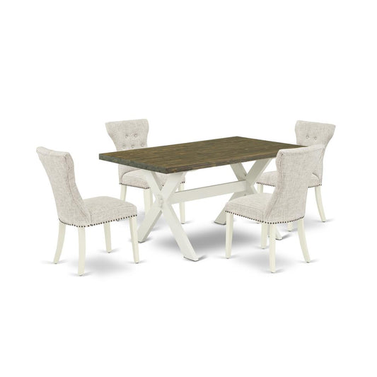 5-Piece Dining Room Table Set Included 4 Kitchen Dining Chairs Upholstered Nails Head Seat And High Button Tufted Chair Back And Rectangular Dinette Table By East West Furniture | Dining Sets | Modishstore
