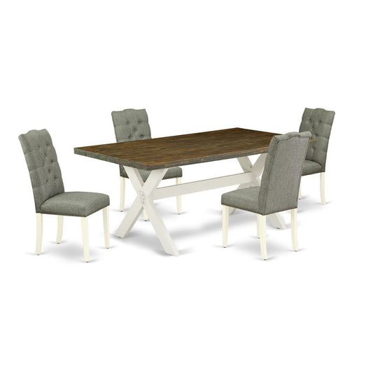 5-Piece Modern Dining Set- 4 Upholstered Dining Chairs By East West Furniture | Dining Sets | Modishstore