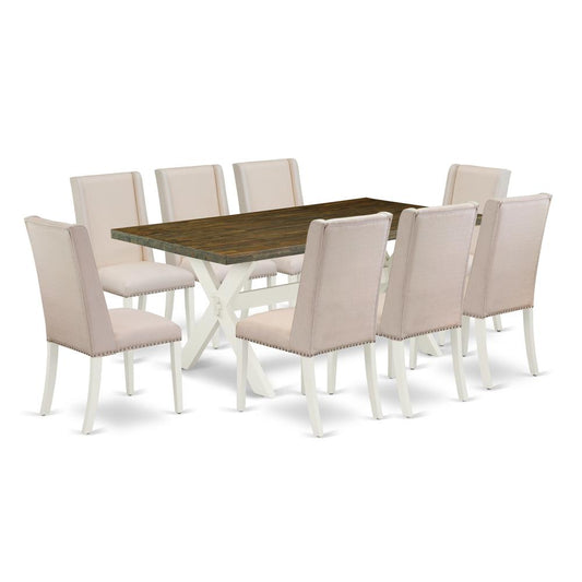 9-Piece Kitchen Table Set - 8 Parson Chairs And Dinette Table Solid Wood Structure By East West Furniture | Dining Sets | Modishstore