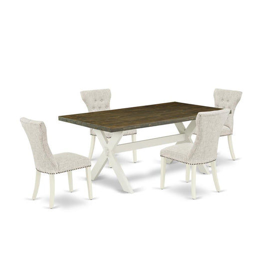 5-Pc Dining Table Set- 4 Parson Dining Room Chairs By East West Furniture | Dining Sets | Modishstore