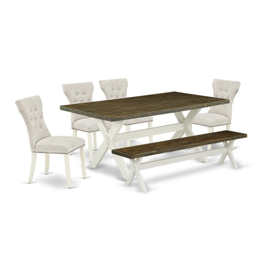 6-Pc Dining Table Set- 4 Parson Dining Chairs By East West Furniture | Dining Sets | Modishstore