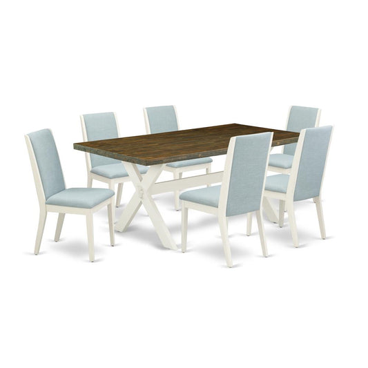 7Pc Dinette Set Includes A Dining Room Table And 6 Parson Dining Chairs By East West Furniture | Dining Sets | Modishstore