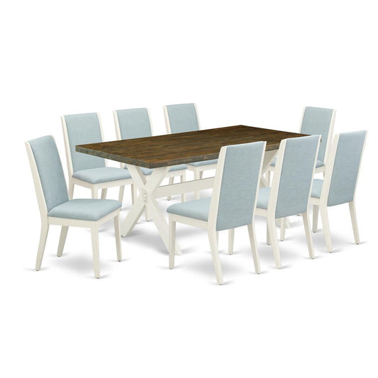 9Pc Kitchen Table Set Offers A Wood Dining Table And 8 Parson Dining Chairs By East West Furniture | Dining Sets | Modishstore