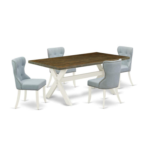5-Piece Dining Table Set- 4 Padded Parson Chairs By East West Furniture | Dining Sets | Modishstore