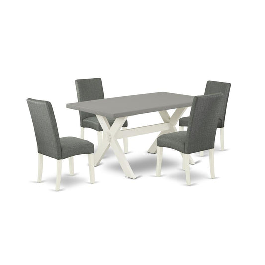 5-Pc Dining Room Set - 4 Dining Padded Chairs And 1 Modern Rectangular Cement Breakfast Table Top By East West Furniture | Dining Sets | Modishstore