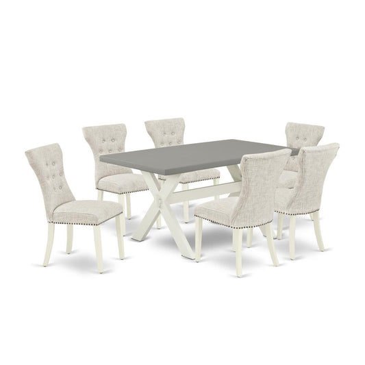 7-Pc Dining Room Table Set- 6 Parson Dining Room Chairs By East West Furniture | Dining Sets | Modishstore