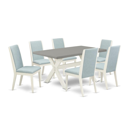 7Pc Modern Dining Table Set Includes A Dinette Table And 6 Parson Chairs By East West Furniture | Dining Sets | Modishstore