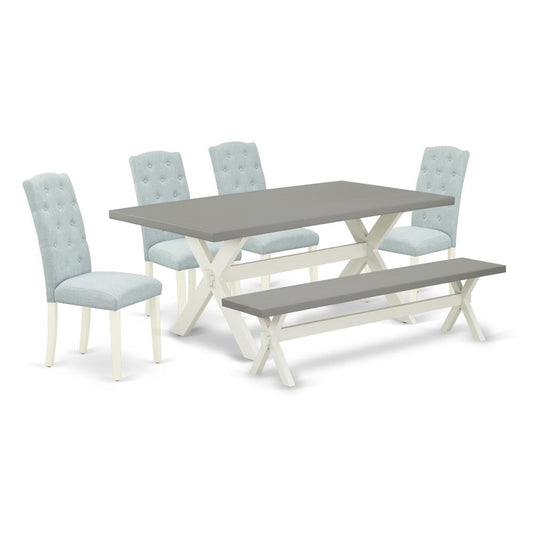 6-Piece Dining Table Set- 4 Parson Dining Chairs By East West Furniture | Dining Sets | Modishstore