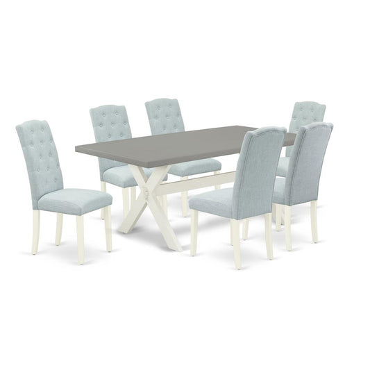 7-Piece Kitchen Dining Room Set- 6 Parson Chairs By East West Furniture | Dining Sets | Modishstore
