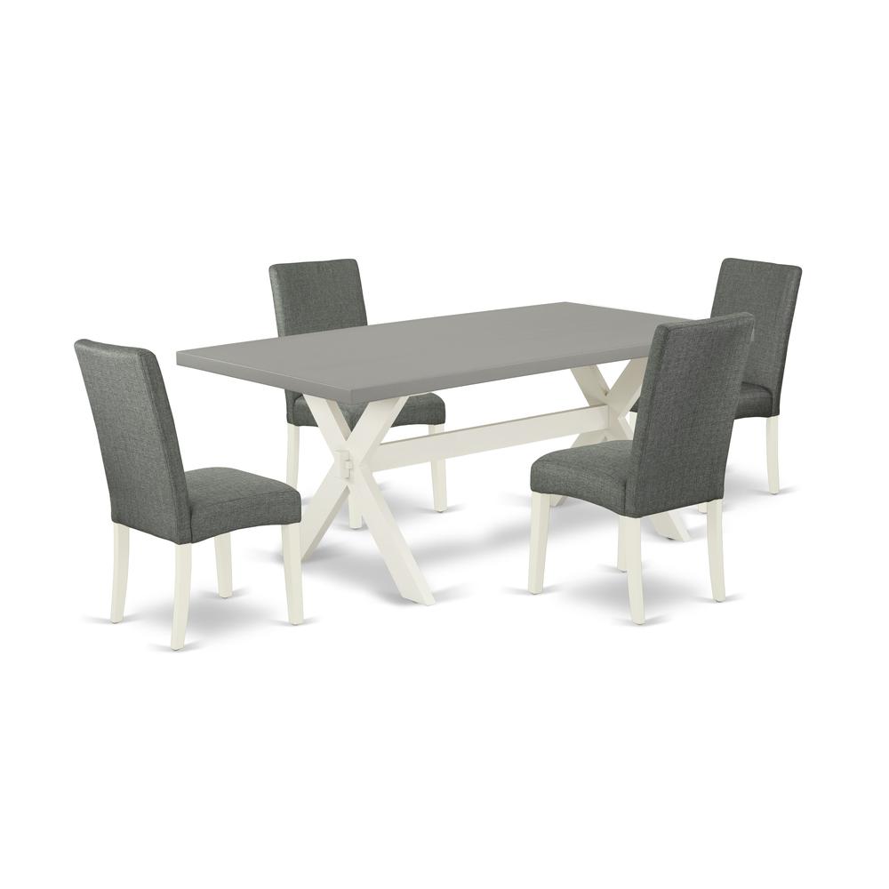 5-Pc Dining Table Set - 4 Dining Chairs And 1 Modern Rectangular Cement Dining Table Top By East West Furniture | Dining Sets | Modishstore