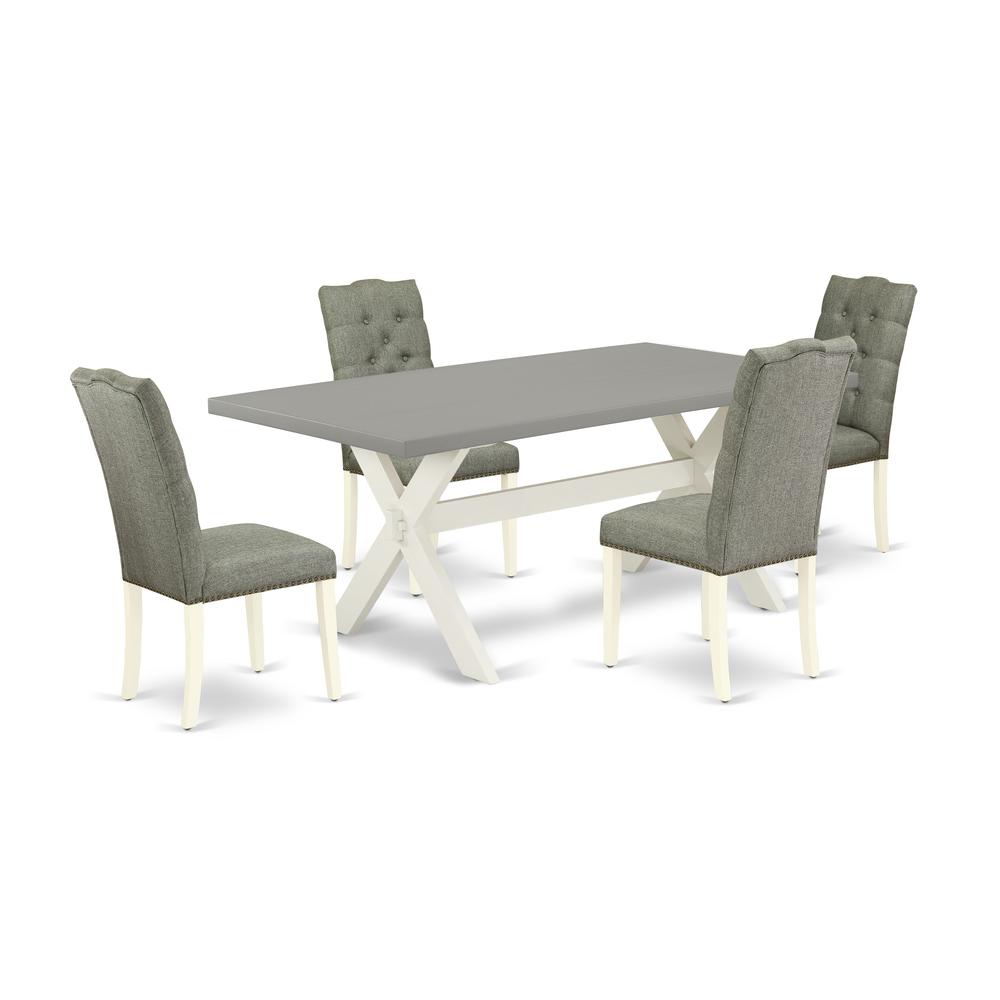 5-Piece Dining Room Table Set- 4 Padded Parson Chairs By East West Furniture | Dining Sets | Modishstore
