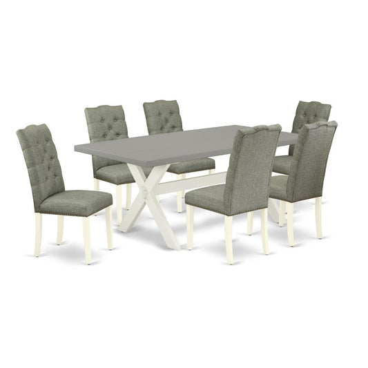 7-Pc Kitchen Dining Room Set- 6 Padded Parson Chairs By East West Furniture | Dining Sets | Modishstore