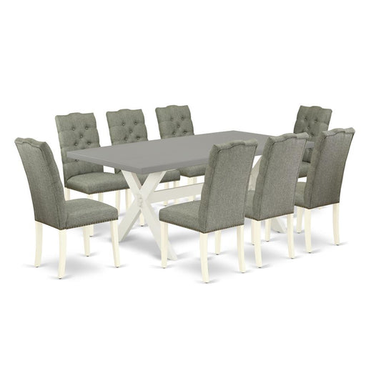 9-Pc Dinette Set- 8 Parson Dining Chairs By East West Furniture | Dining Sets | Modishstore