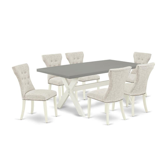 7-Piece Kitchen Dining Set- 6 Dining Padded Chairs By East West Furniture | Dining Sets | Modishstore