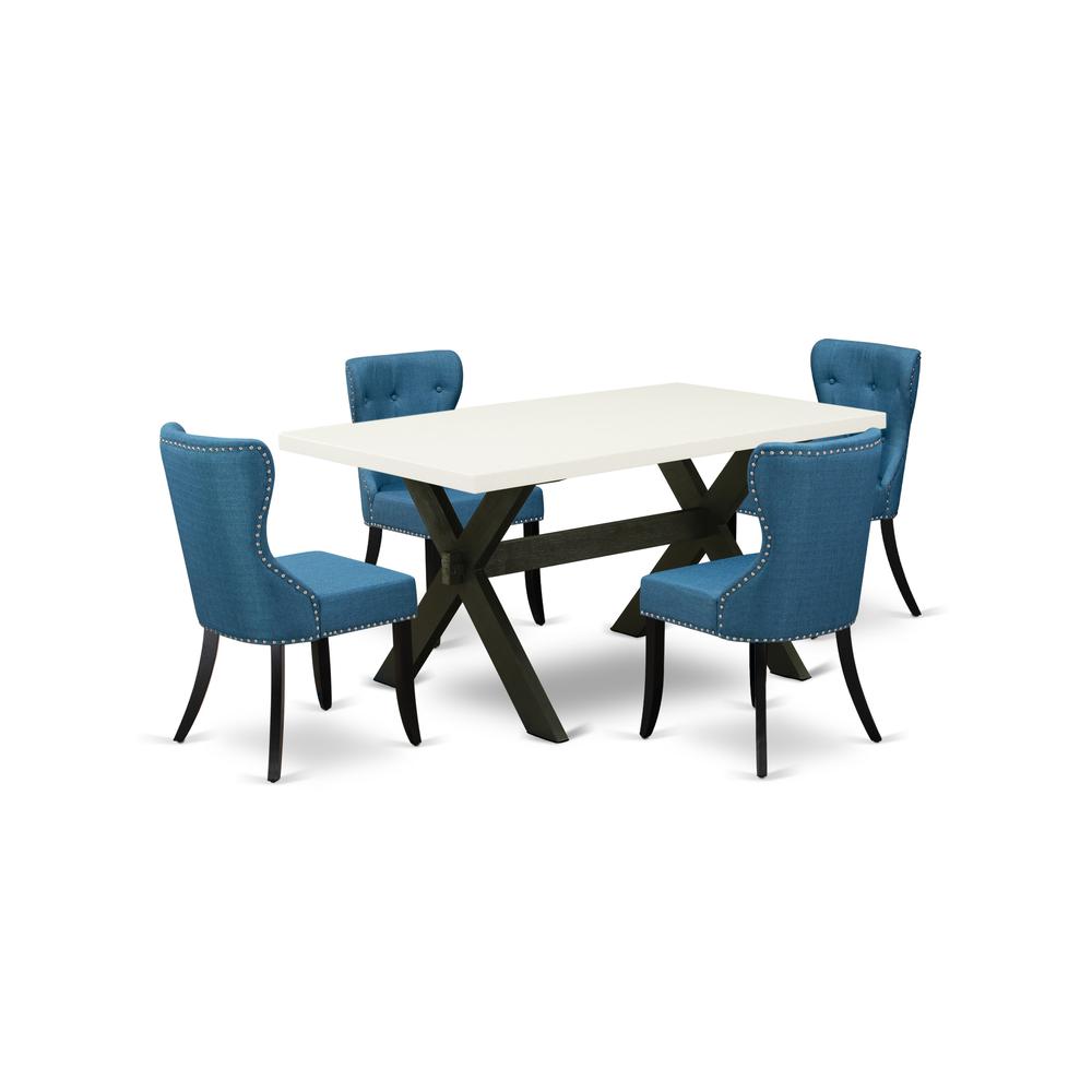 5-Piece Dining Room Table Set- 4 Parson Dining Room Chairs By East West Furniture | Dining Sets | Modishstore