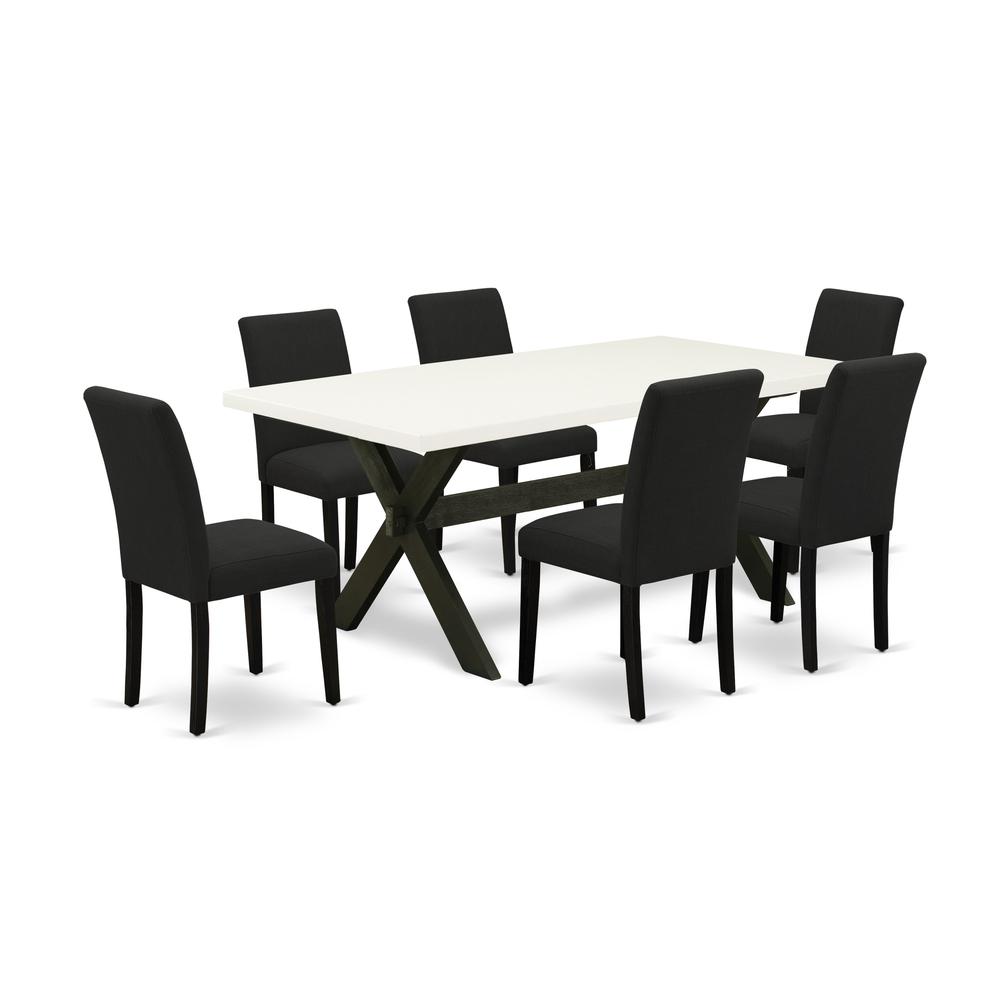 7-Pc Dining Table Set Includes 6 Mid Century Modern Chairs By East West Furniture | Dining Sets | Modishstore