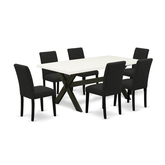 7-Pc Dining Table Set Includes 6 Mid Century Modern Chairs By East West Furniture | Dining Sets | Modishstore