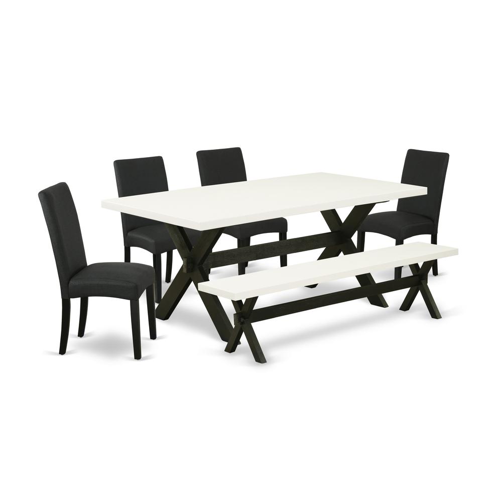 6-Pc Modern Dining Set- 4 Parson Dining Room Chairs By East West Furniture | Dining Sets | Modishstore