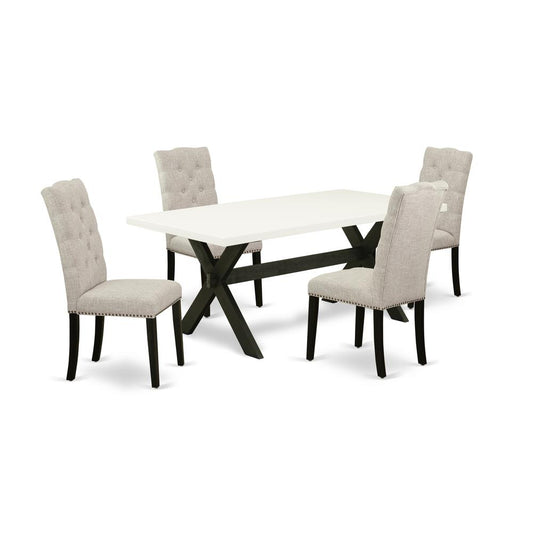 5-Pc Kitchen Dinette Set Included 4 Parson Dining Chairs Upholstered Seat And High Button Tufted Chair Back And Rectangular Dining Room Table By East West Furniture | Dining Sets | Modishstore