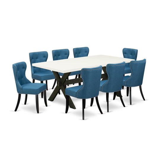 9-Pc Dining Room Table Set- 8 Parson Dining Chairs By East West Furniture | Dining Sets | Modishstore
