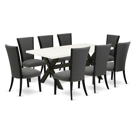 9Pc Dining Set Offers A Dining Room Table And 8 Parsons Dining Room Chairs By East West Furniture | Dining Sets | Modishstore