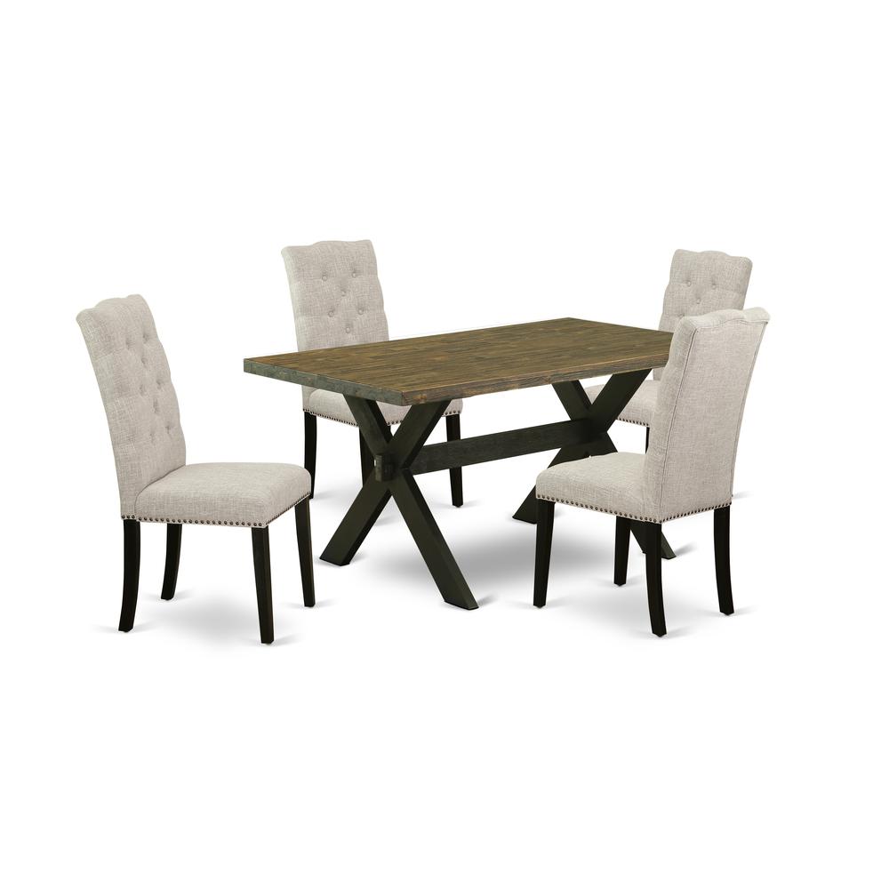 5-Piece Kitchen Dining Table Set Included 4 Parson Dining Chairs Upholstered Seat And High Button Tufted Chair Back And Rectangular Kitchen Dining Table By East West Furniture | Dining Sets | Modishstore
