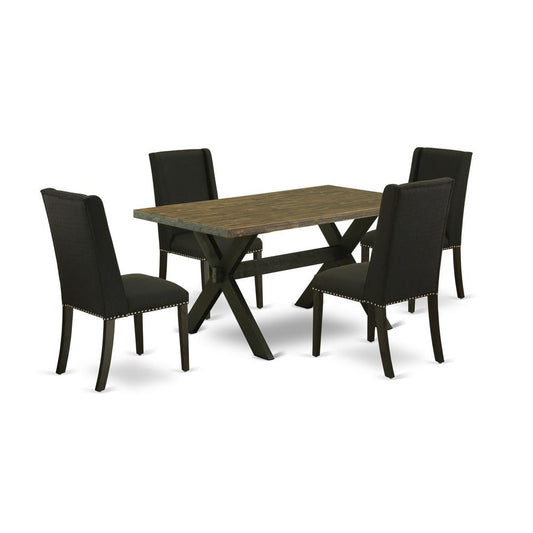 5-Piece Dining Set Included 4 Dining Chair Upholstered Nail Head Seat And Stylish Chair Back And Rectangular Kitchen Dining Table By East West Furniture | Dining Sets | Modishstore