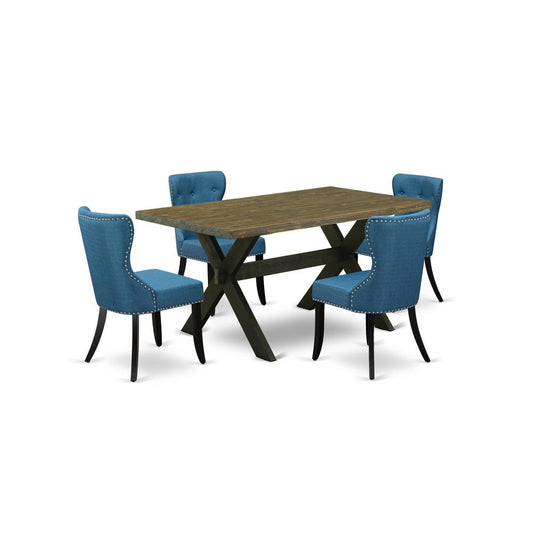 5-Piece Dining Set- 4 Parson Dining Room Chairs By East West Furniture | Dining Sets | Modishstore