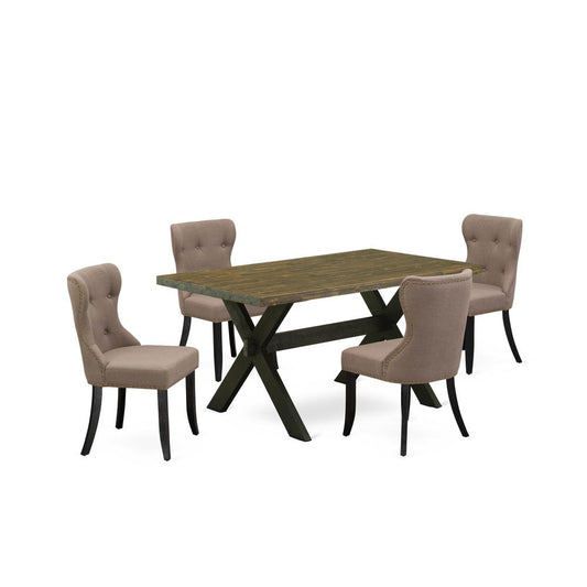 5-Piece Dining Set- 4 Parson Dining Chairs By East West Furniture | Dining Sets | Modishstore