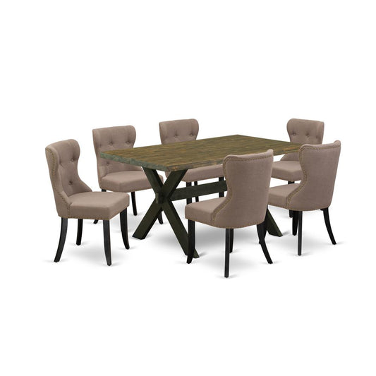7-Piece Dining Set- 6 Mid Century Dining Chairs By East West Furniture | Dining Sets | Modishstore