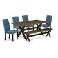 6-Piece Amazing Rectangular Dining Room Table Set A Superb Distressed Jacobean Modern Dining Table Top And Distressed Jacobean Dining Room Bench And 4 Wonderful Linen F By East West Furniture | Dining Sets | Modishstore