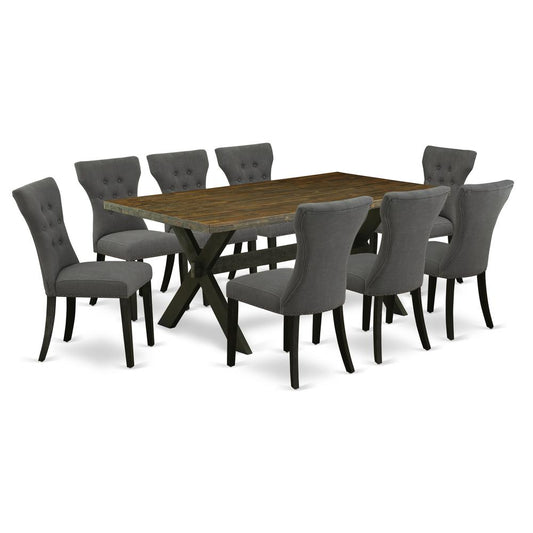 9-Piece Dining Room Table Set - 8 Parson Chairs And Table Hardwood Frame By East West Furniture | Dining Sets | Modishstore