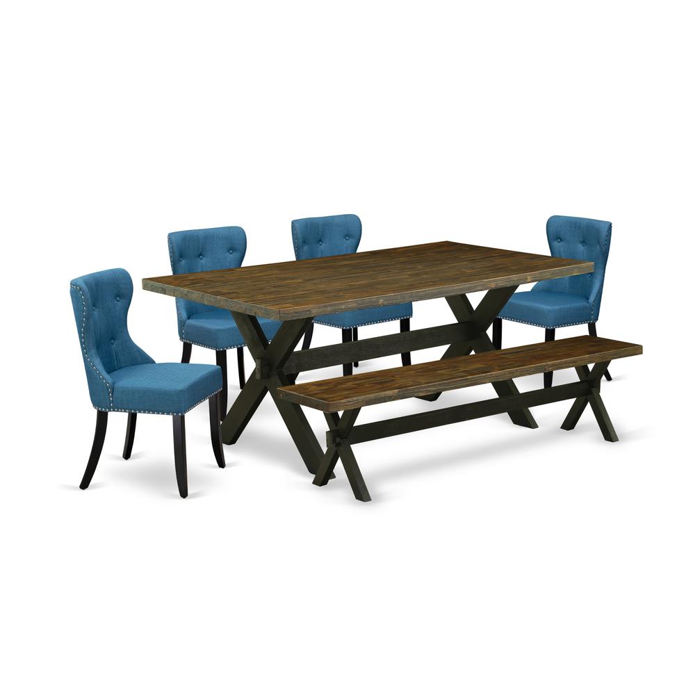 6-Piece Modern Dining Set- 4 Parson Dining Room Chairs By East West Furniture | Dining Sets | Modishstore