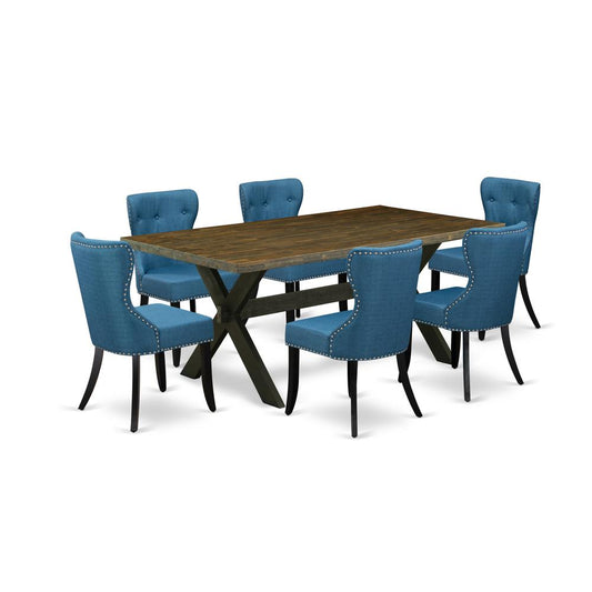 7-Piece Dinette Set- 6 Parson Dining Room Chairs By East West Furniture | Dining Sets | Modishstore