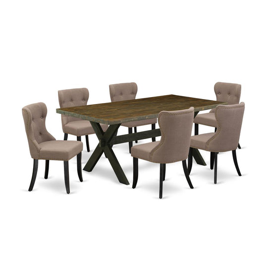 7-Piece Kitchen Dining Room Set- 6 Parson Dining Room Chairs By East West Furniture | Dining Sets | Modishstore
