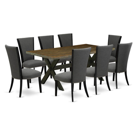 9Pc Kitchen Table Sets Consists Of A Rectangle Table And 8 Parsons Dining Room Chairs By East West Furniture | Dining Sets | Modishstore