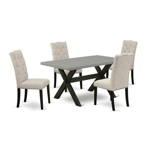 5-Piece Dining Room Set Included 4 Kitchen Dining Chairs Upholstered Seat And High Button Tufted Chair Back And Rectangular Dining Table By East West Furniture | Dining Sets | Modishstore