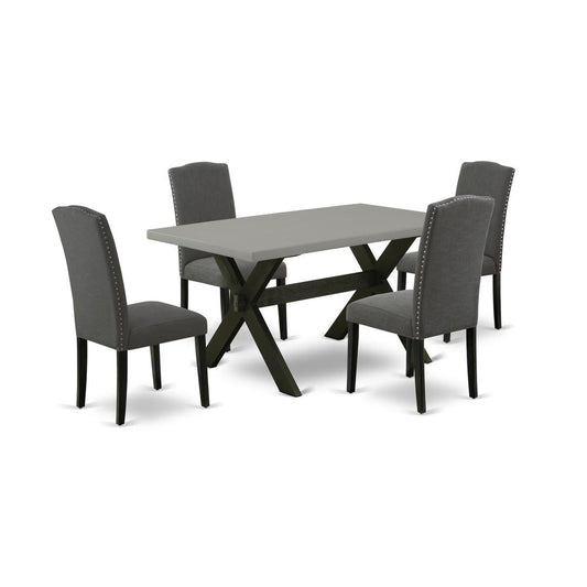 5-Pc Kitchen Table Set - 4 Dining Room Chairs And 1 Modern Rectangular Cement Dining Room Table Top By East West Furniture | Dining Sets | Modishstore