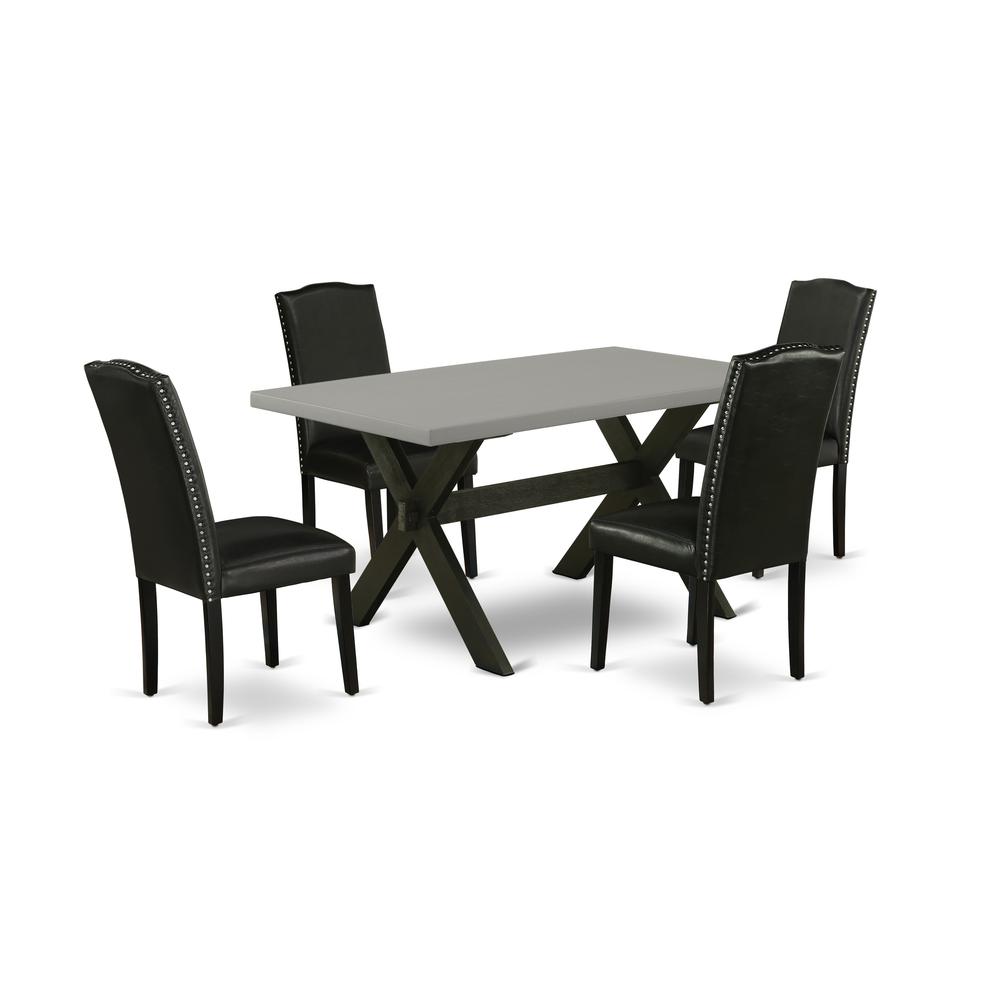 5-Pc Dining Room Table Set - 4 Kitchen Chairs And 1 Modern Cement Kitchen Dining Table Top By East West Furniture | Dining Sets | Modishstore