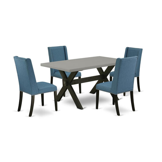 5-Pc Dining Set Included 4 Dining Chairs Upholstered Nails Head Seat And Stylish Chair Back And Rectangular Dining Room Table By East West Furniture | Dining Sets | Modishstore