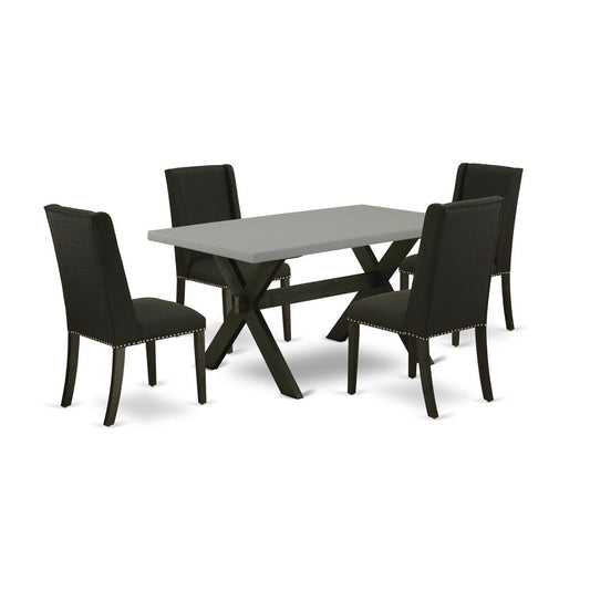 5-Pc Dining Table Set Included 4 Dining Chair Upholstered Nails Head Seat And Stylish Chair Back And Rectangular Dining Dining Table By East West Furniture | Dining Sets | Modishstore
